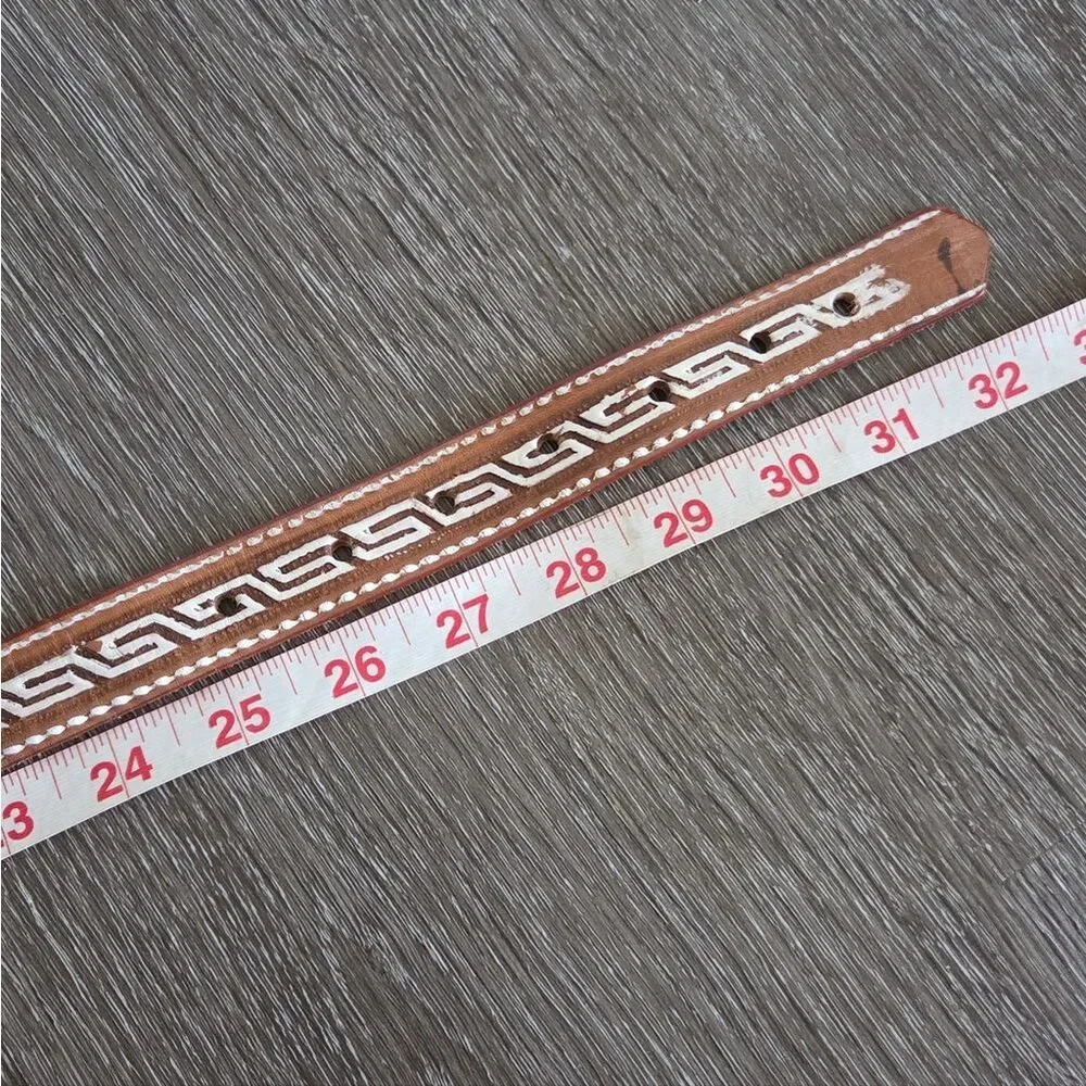 Handcrafted Western Boho Brown Leather Belt 28